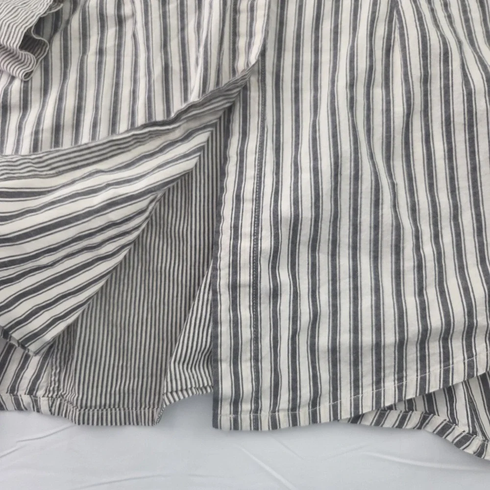 Free People x Brenda Knight Shirt Womens Large Gray Striped Button Up Boho Chic